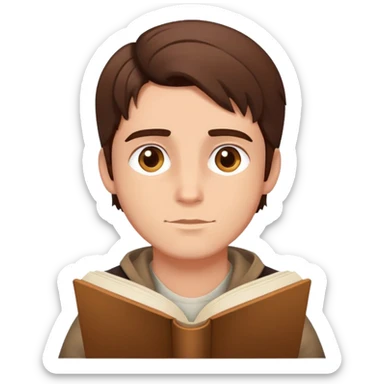 Brunet Hair Hazel Eyes man sitting criss cross ready for story time sticker