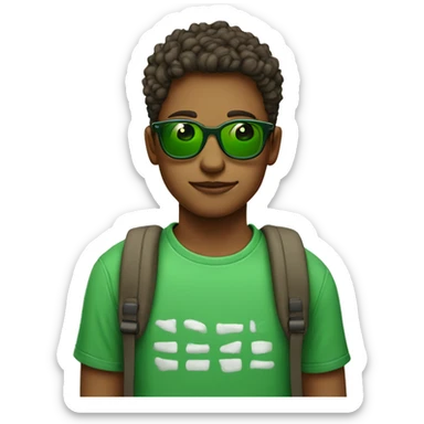 ADOLESCENTE, CON GAFAS, PELIRROJO, CAMISETA VERDE sticker