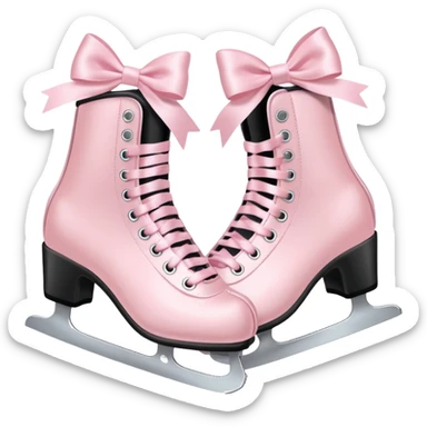 two pastel pink ice skates with bows sticker