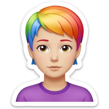 White lesbian with short hair rainbow coloured skin sticker