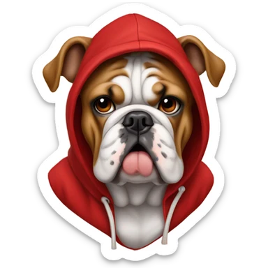 English bulldog in red hoodie sticker