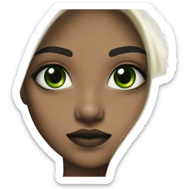 pretty girl with long dark hair, dark makeup, green eyes, ivory skin  sticker