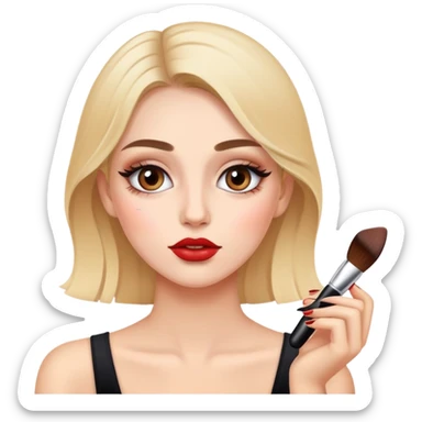 A girl putting on makeup  sticker