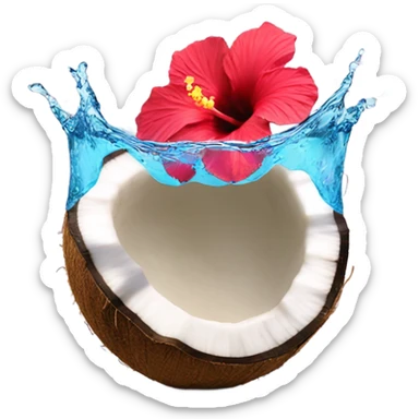 Coconut and hibiscus water splash sticker