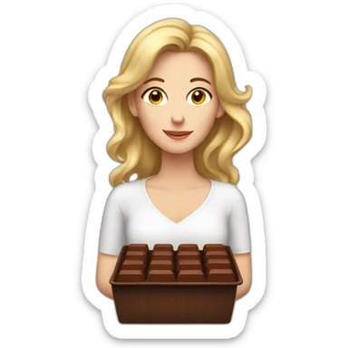white women thinking about chocolate sticker