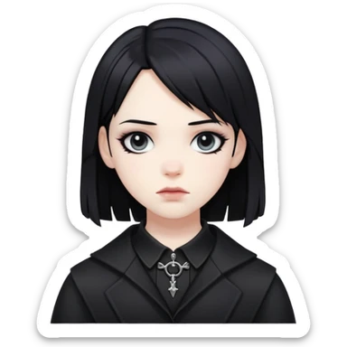 gothic femboy with black hair, pale skin, dark clothes sticker