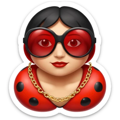 a ladybug thug with sunglasses and a necklace on sticker