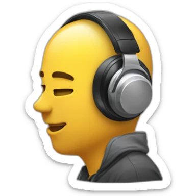 Head with headphones enjoys music sticker