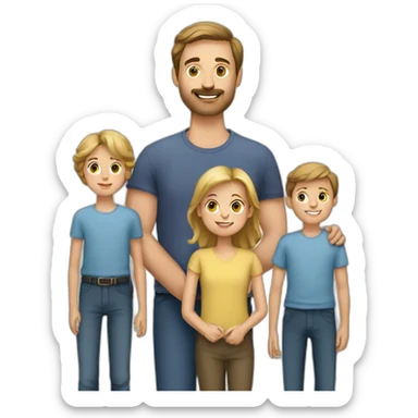 European Family 1 Man 1 Woman 3 Boys sticker