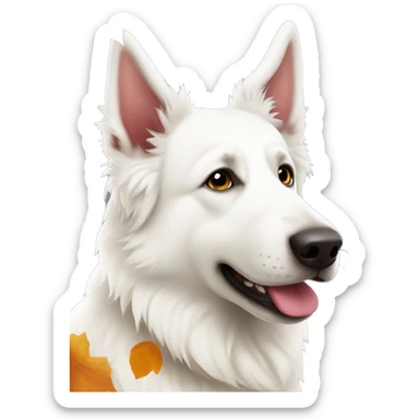 White swiss shepherd in Autumn season sticker