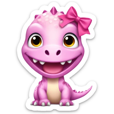 A girly Dinosaur with pink bow sticker
