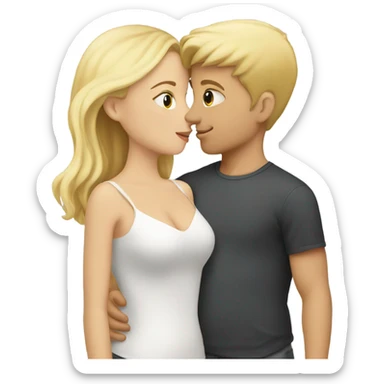 blonde boy kissing blonde girl sticker
