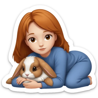 can she have brown eyes laying on the ground next to ginger holland lop sticker