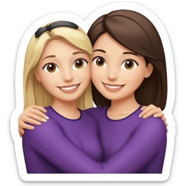 Blondynka przytulająca się do brunetki sticker