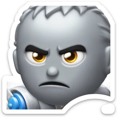 Metal cute mad Kirby Gray ball driving on car wheels with mad eyebrows game sticker