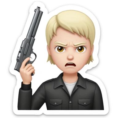create a emoji where a mad/sad person is holding a gun to their head sticker