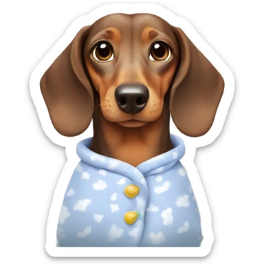Dachshund wearing pajamas in a cloud sticker