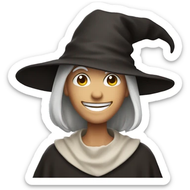 Smile in mantle in witch hat  sticker