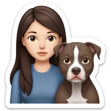 Completely Grey pitbull with one Long and Full darkBrown haired pretty Girl  sticker