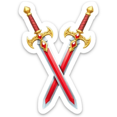 Two Golden royal swords with red gems sticker