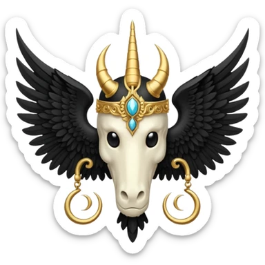 holy saint emblem with black wings with horn sticker