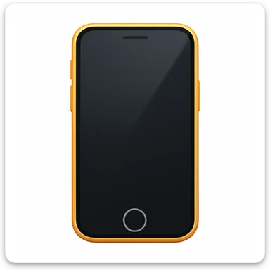Create a phone emoji exactly like the reference image but without the Wi-Fi symbol and wording. Maintain the same shape, color, and details, with a smooth and shiny appearance in the style of iOS emoji. Add a subtle highlight to the phone. sticker