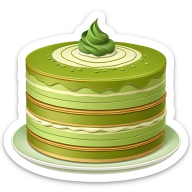 Matcha crepe cake with thin green tea layers sticker
