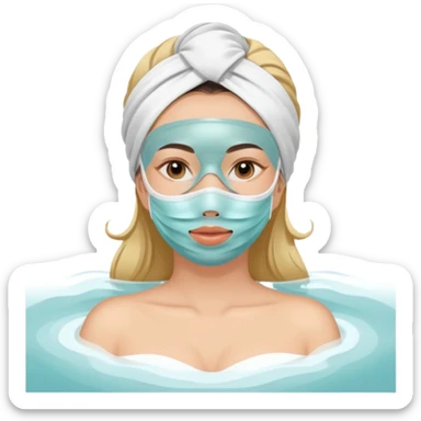 Lady with face mask spa beauty full face relaxing sticker