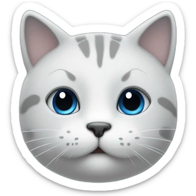 Blue simplistic sketch of a cute cat face sticker