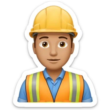 Construction worker in yellow hard hat and vest sticker