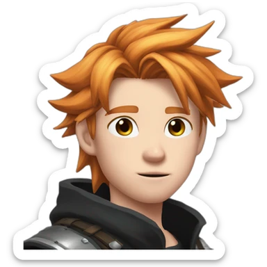 Cloud strife ginger hair. freckles on cheeks. Face mask black sticker
