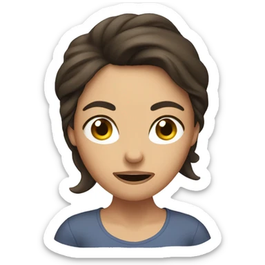 Brunette woman pulling her hair out of annoyance  sticker