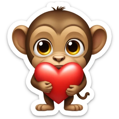 monkey carries big heart sticker