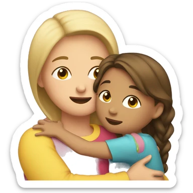 A girl hugging her mom  sticker
