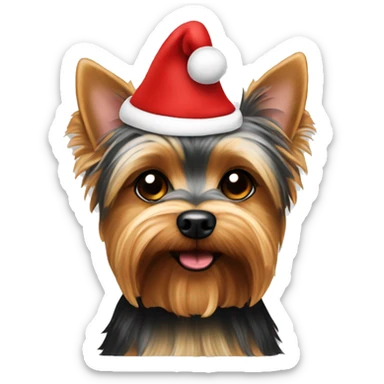 yorkie dog wearing Santa hat sticker