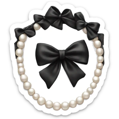 Pearl necklace black bow sticker