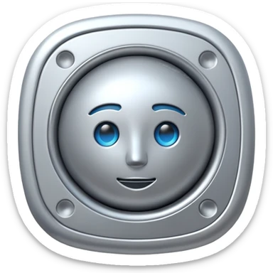 A minimalistic 3D icon representing a tech solution sticker