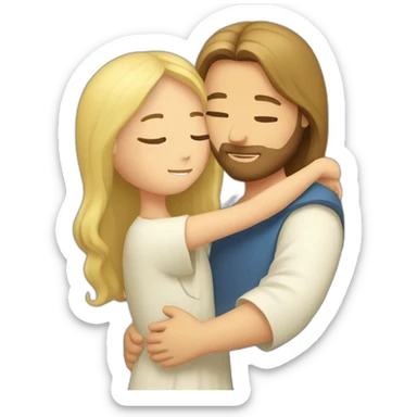Jesus hugging a girl with blonde hair sticker