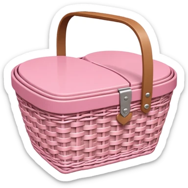 Pink heart shaped picnic basket sticker