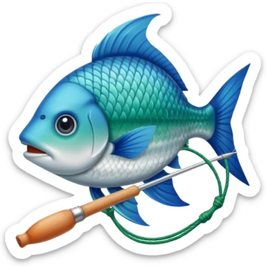 poisson avec canne à pêche sticker