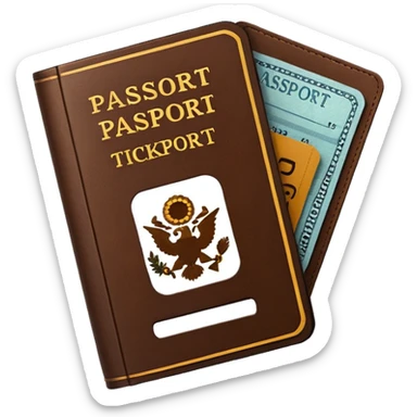 brown passaport and tickets sticker