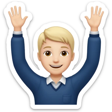 happy school student raising arms sticker