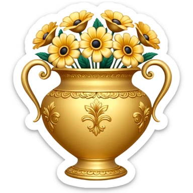Golden vase with flowers pattern  sticker