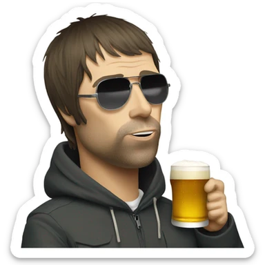 liam gallagher drinking beer sticker