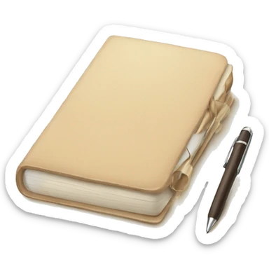 beautiful beige diary with pen sticker