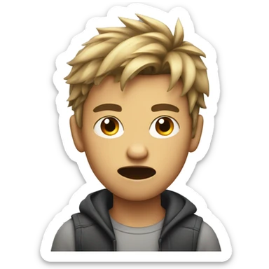 Angry 14-year-old boy with side-swept hair sticker