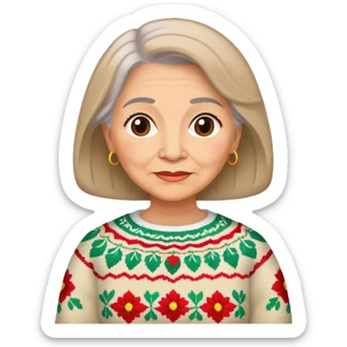 Grandmother, light brunette, with Mexican sweater  sticker