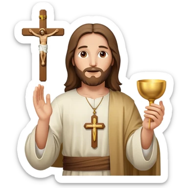Jesus holding the Eucharist, celebrating Catholic Mass sticker