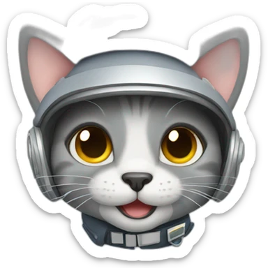 Cute grey happy cat pilot flying an airplane sticker