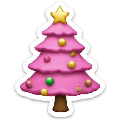pink Christmas tree sticker